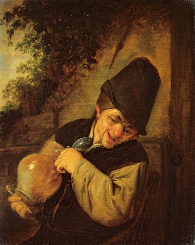 A Peasant Holding a Jug and a Pipe, c.1650-55 by Adriaen Jansz. van Ostade