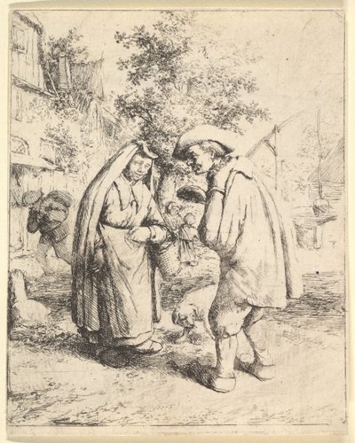 Man Talking to a Woman, 1610-85 by Adriaen Jansz. van Ostade