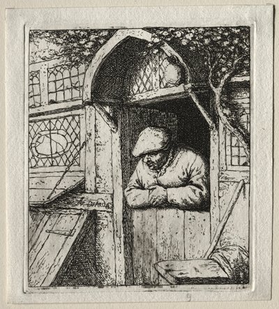 Peasant Leaning on His Doorway by Adriaen Jansz. van Ostade
