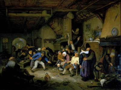 Peasants Dancing in a Tavern by Adriaen Jansz. van Ostade