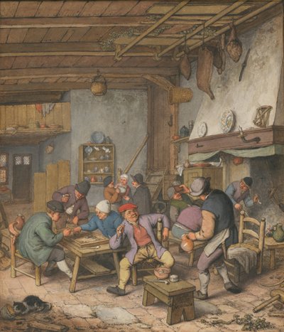 Room in an Inn with Peasants Drinking, Smoking and Playing Backgammon, 1678 by Adriaen Jansz. van Ostade
