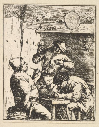 Singer Standing Between Two Smokers, 1610-85 by Adriaen Jansz. van Ostade