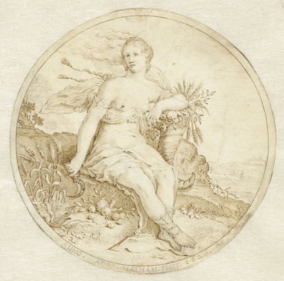 Ceres Seated with a Cornucopia and a Sickle by Adriaen Matham