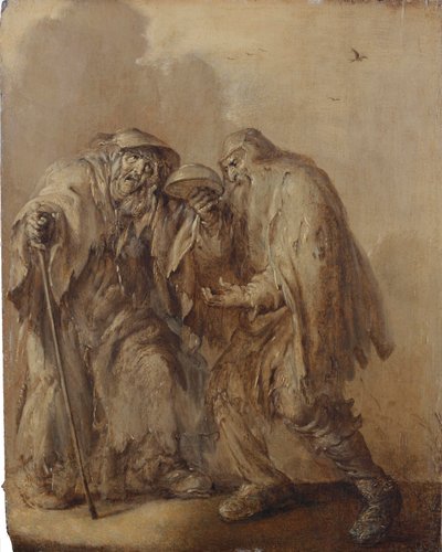 An elderly beggars