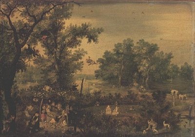 Elegant Women Making Music in an Arbour by Adriaen Pietersz. van de Venne