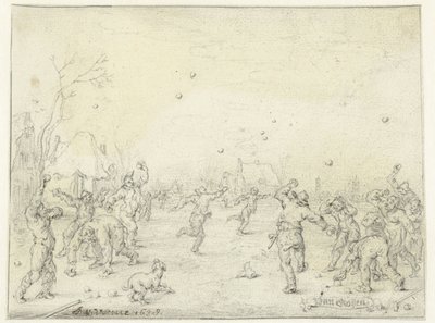 Men and Boys Throwing Snowballs by Adriaen Pietersz van de Venne