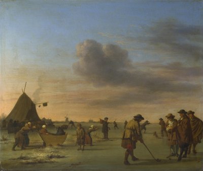 Golfers on the Ice near Haarlem by Adriaen Velde van de