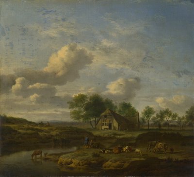 Landscape with a Farm by a Stream by Adriaen Velde van de