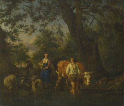 Peasants with Cattle fording a Stream by Adriaen Velde van de