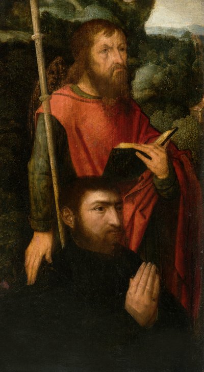 A Male Saint with a Donor by Adriaen circle of Ysenbrandt