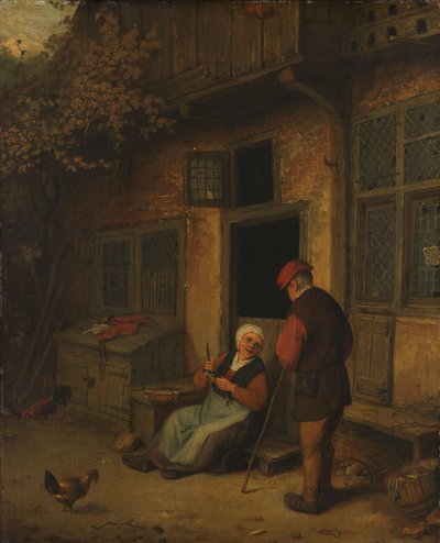 A Woman Gutting Herrings in front of her House by Adriaen van Ostade (copy after)