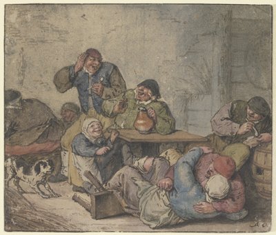 Reveling Peasants in the Tavern by Adriaen van Ostade