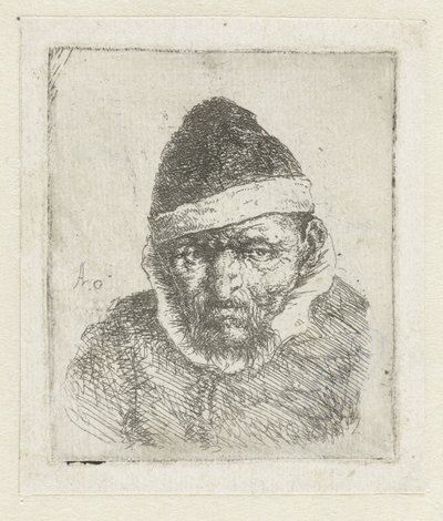 Bust of an Old Farmer with a Pointed Hat by Adriaen van Ostade