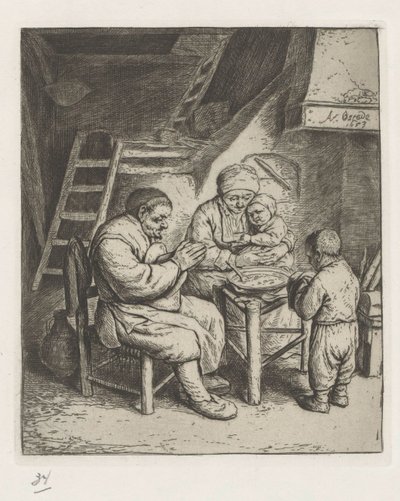 Family at the Table for a Meal by Adriaen van Ostade