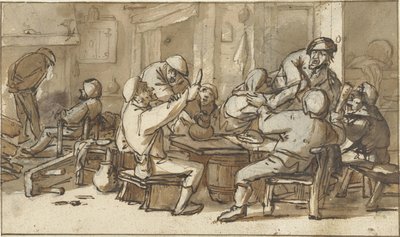 Interior of an Inn with Drinking and Quarreling Peasants by Adriaen van Ostade