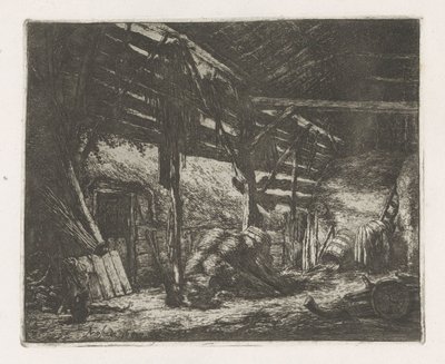Interior of a Hay Barn by Adriaen van Ostade
