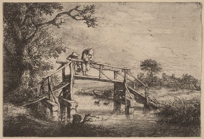 Landscape with a Bridge and Two Fishermen by Adriaen van Ostade