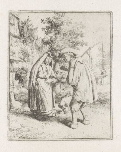 Man and woman in conversation by Adriaen van Ostade