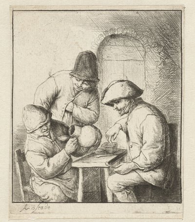 Man Looking into an Empty Jug, Two Men Watching (The Empty Jug) by Adriaen van Ostade