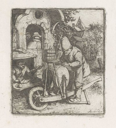 Knife Grinder at Work with a Shoemaker by Adriaen van Ostade