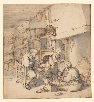 Peasant Family around the Fireplace by Adriaen van Ostade