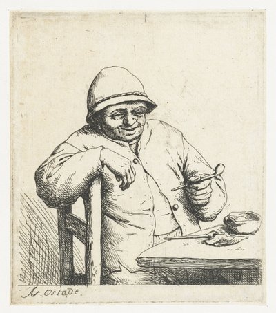 Smoking Farmer with Arm Over a Chair Back (The Laughing Smoker) by Adriaen van Ostade