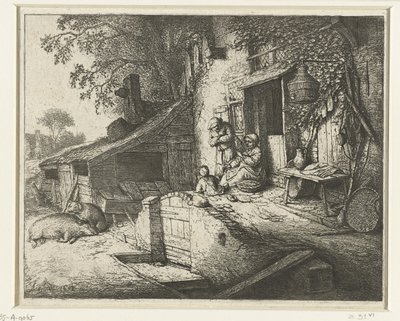 Spinning Woman in Front of a House (The Spinner) by Adriaen van Ostade