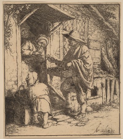 Street Vendor Selling Spectacles at the Door by Adriaen van Ostade