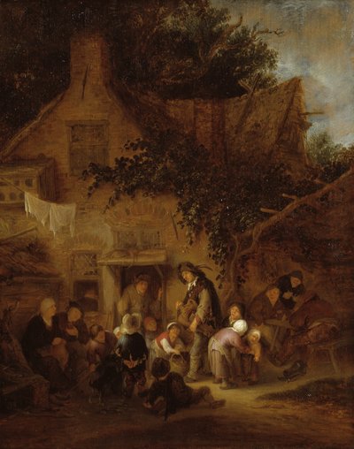 The Organ-Grinder Outside a Cottage by Adriaen van Ostade