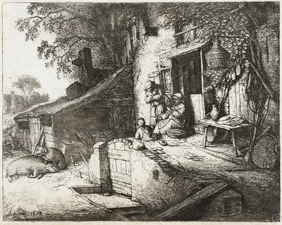 The Woman Spinning by Adriaen van Ostade