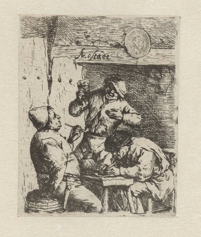 Two smokers and a drinker in an inn (The smokers) by Adriaen van Ostade