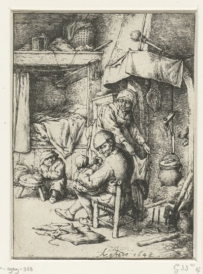 Father with Child on Lap in Interior by Adriaen van Ostade