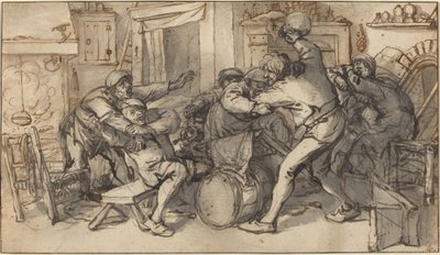 Peasants Fighting in a Tavern by Adriaen van Ostade and Cornelis Dusart