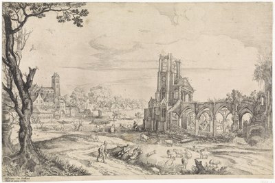 Landscape with the Ruins of an Abbey by Adriaen van Stalbemt