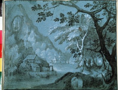 Landscape with a Mill at the Mountain Lake by Adriaen van Stalbemt