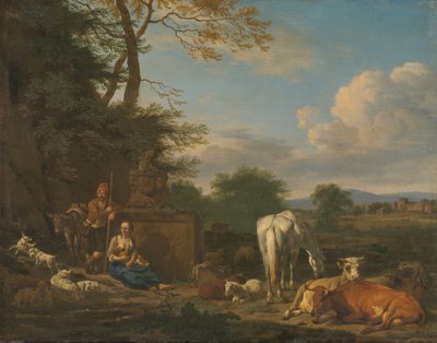 Arcadian Landscape with Resting Shepherds and Animals by Adriaen van de Velde