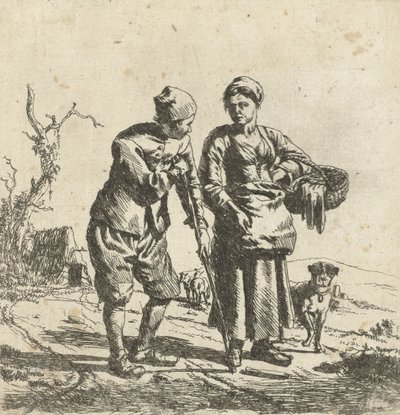 Farmer and His Wife in Conversation by Adriaen van de Velde