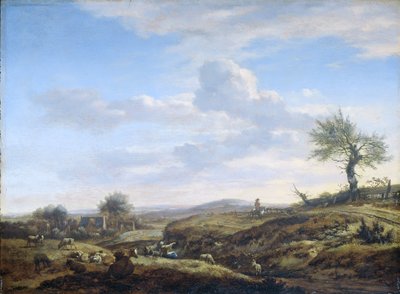 Hilly Landscape with a High Road by Adriaen van de Velde