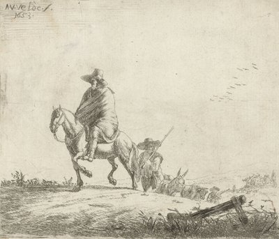 Rider and Herdsman with Cattle on a Dirt Road by Adriaen van de Velde