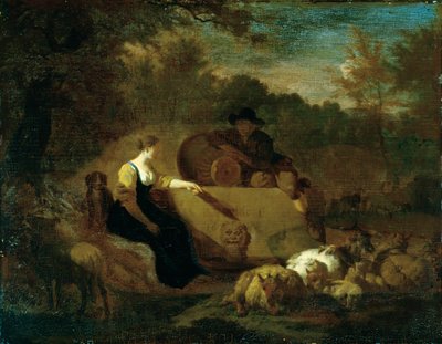 Shepherd and Shepherdess with their Flock at a Well by Adriaen van de Velde