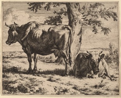 Two Cows under a Tree by Adriaen van de Velde