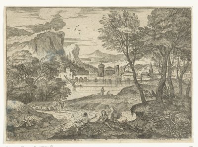 Landscape with Three People Along a Path by Adriaen van der Kabel