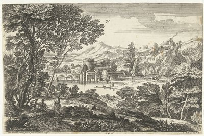 Landscape with Three People Under a Tree by Adriaen van der Kabel