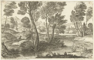 Landscape with Two Fishermen by Adriaen van der Kabel