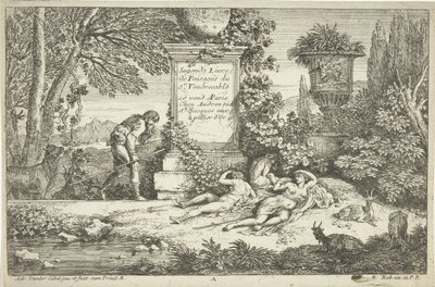 Sleeping Shepherdesses (series title: Landscapes, Series 1) by Adriaen van der Kabel