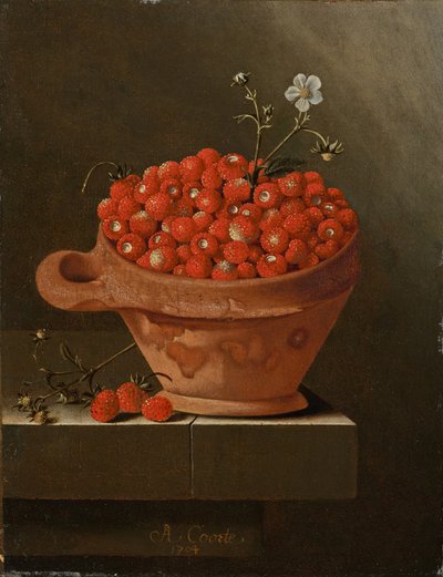 Still Life with Strawberries in a Clay Pot by Adrian Coorte
