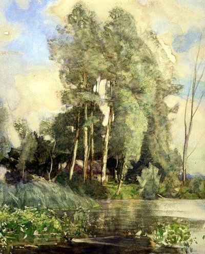 A Cottage on a Riverbank by Adrian Scott Stokes