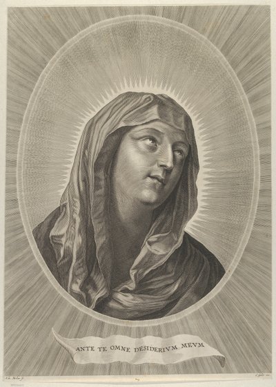 The Head of the Virgin Looking Up to the Right, in an Oval Frame, after Reni, ca. 1650-67 by Adrian van Melar
