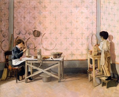 Children working in alabaster by Adriano Cecioni