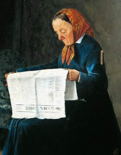 Reading Newspaper, by Adriano Cecioni by Adriano Cecioni